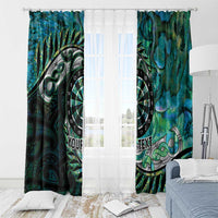 New Zealand Darts Personalised Window Curtain Aotearoa Silver Fern Green Papua Shell Spirit