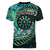 New Zealand Darts Personalised Women V-Neck T-Shirt Aotearoa Silver Fern Green Papua Shell Spirit