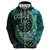 New Zealand Darts Personalised Zip Hoodie Aotearoa Silver Fern Green Papua Shell Spirit