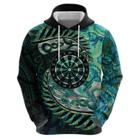 New Zealand Darts Personalised Zip Hoodie Aotearoa Silver Fern Green Papua Shell Spirit