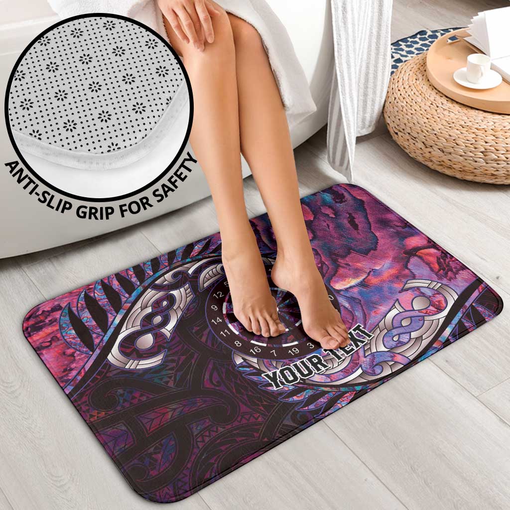 New Zealand Darts Personalised Bathroom Set Aotearoa Silver Fern Pink Papua Shell Spirit - Polynesian Pride