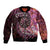 New Zealand Darts Personalised Bomber Jacket Aotearoa Silver Fern Pink Papua Shell Spirit