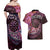 New Zealand Darts Personalised Couples Matching Off Shoulder Maxi Dress and Hawaiian Shirt Aotearoa Silver Fern Pink Papua Shell Spirit