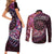 New Zealand Darts Personalised Couples Matching Short Sleeve Bodycon Dress and Long Sleeve Button Shirt Aotearoa Silver Fern Pink Papua Shell Spirit