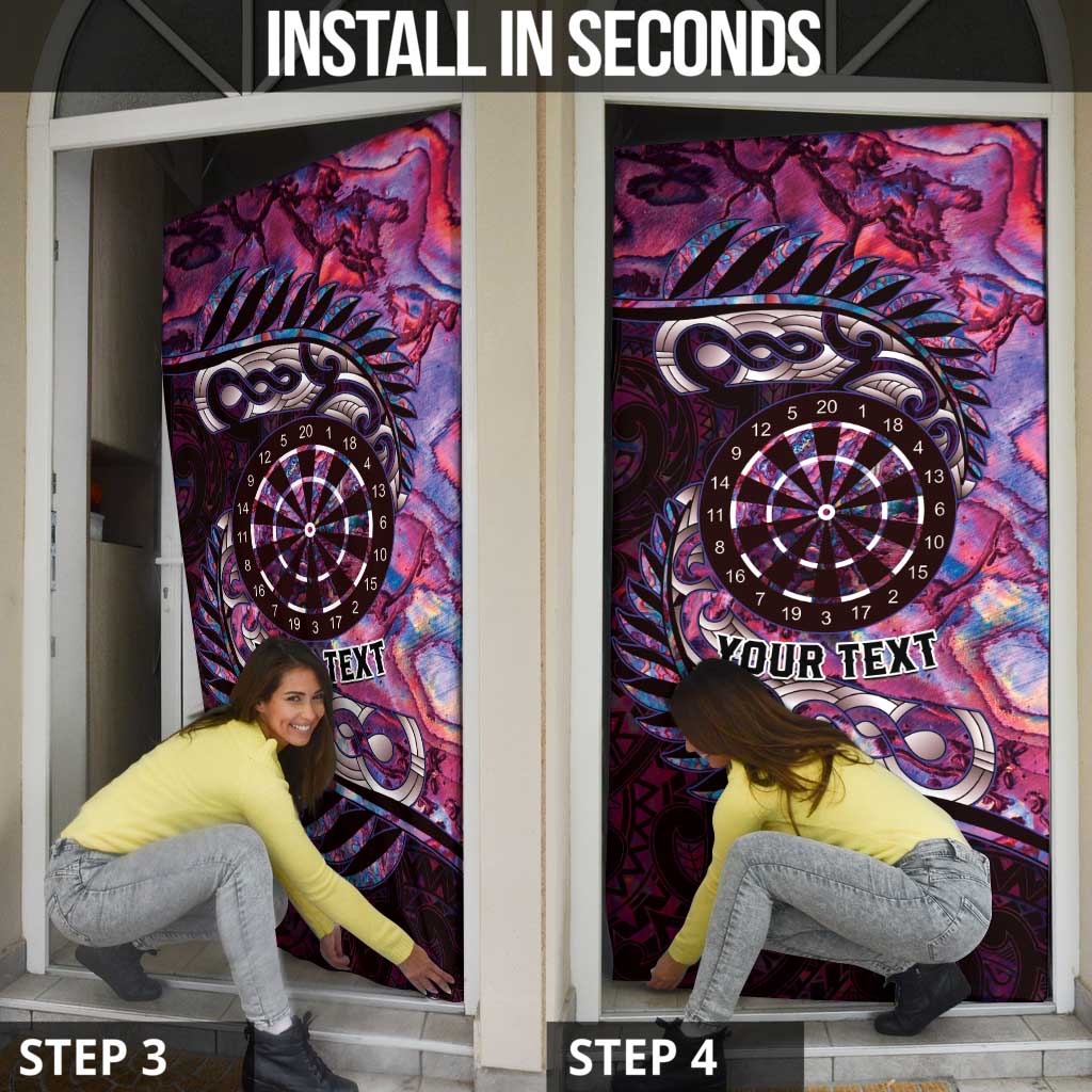 New Zealand Darts Personalised Door Cover Aotearoa Silver Fern Pink Papua Shell Spirit - Polynesian Pride