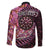 New Zealand Darts Personalised Family Matching Off The Shoulder Long Sleeve Dress and Hawaiian Shirt Aotearoa Silver Fern Pink Papua Shell Spirit