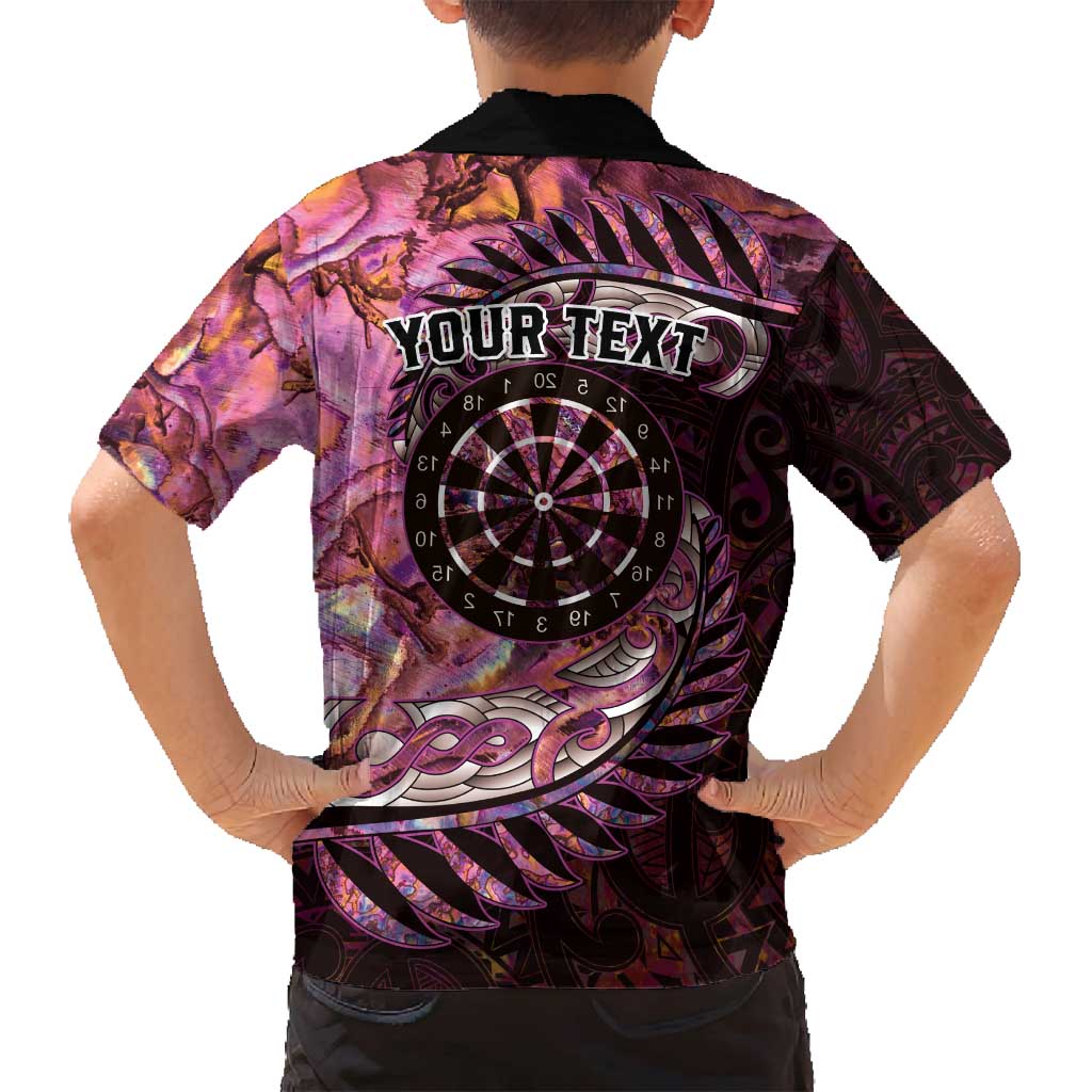 New Zealand Darts Personalised Family Matching Off Shoulder Maxi Dress and Hawaiian Shirt Aotearoa Silver Fern Pink Papua Shell Spirit