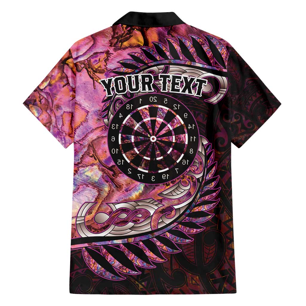 New Zealand Darts Personalised Family Matching Off Shoulder Maxi Dress and Hawaiian Shirt Aotearoa Silver Fern Pink Papua Shell Spirit