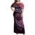 New Zealand Darts Personalised Family Matching Off Shoulder Maxi Dress and Hawaiian Shirt Aotearoa Silver Fern Pink Papua Shell Spirit