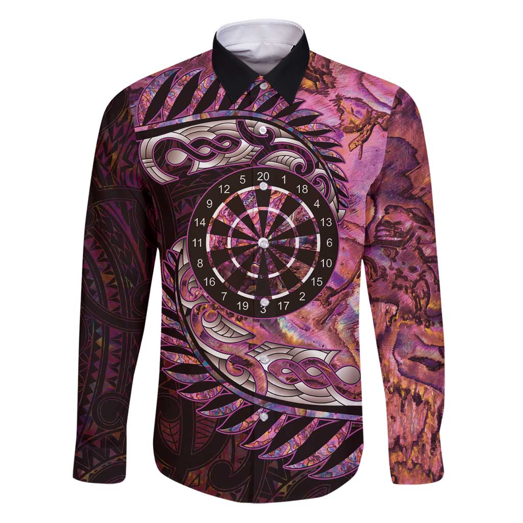 New Zealand Darts Personalised Family Matching Puletasi and Hawaiian Shirt Aotearoa Silver Fern Pink Papua Shell Spirit