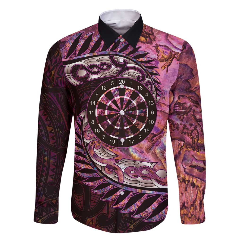 New Zealand Darts Personalised Family Matching Short Sleeve Bodycon Dress and Hawaiian Shirt Aotearoa Silver Fern Pink Papua Shell Spirit