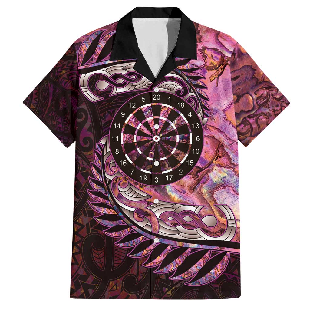 New Zealand Darts Personalised Family Matching Summer Maxi Dress and Hawaiian Shirt Aotearoa Silver Fern Pink Papua Shell Spirit