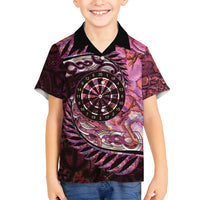 New Zealand Darts Personalised Family Matching Summer Maxi Dress and Hawaiian Shirt Aotearoa Silver Fern Pink Papua Shell Spirit