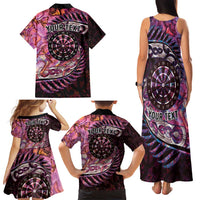 New Zealand Darts Personalised Family Matching Tank Maxi Dress and Hawaiian Shirt Aotearoa Silver Fern Pink Papua Shell Spirit