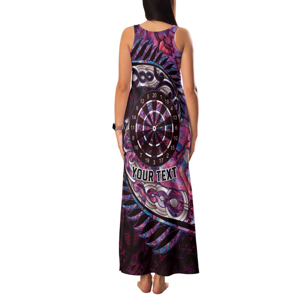 New Zealand Darts Personalised Family Matching Tank Maxi Dress and Hawaiian Shirt Aotearoa Silver Fern Pink Papua Shell Spirit