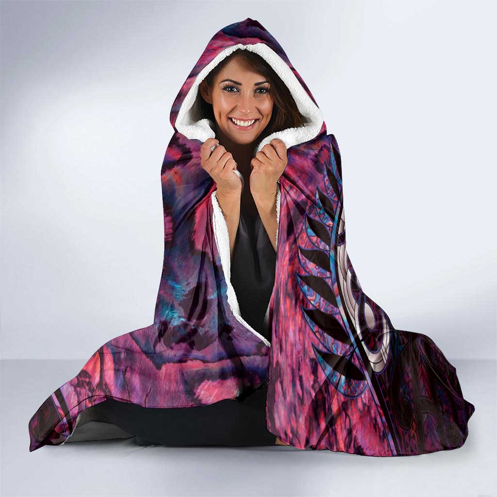 New Zealand Darts Personalised Hooded Blanket Aotearoa Silver Fern Pink Papua Shell Spirit