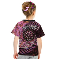 New Zealand Darts Personalised Kid T Shirt Aotearoa Silver Fern Pink Papua Shell Spirit