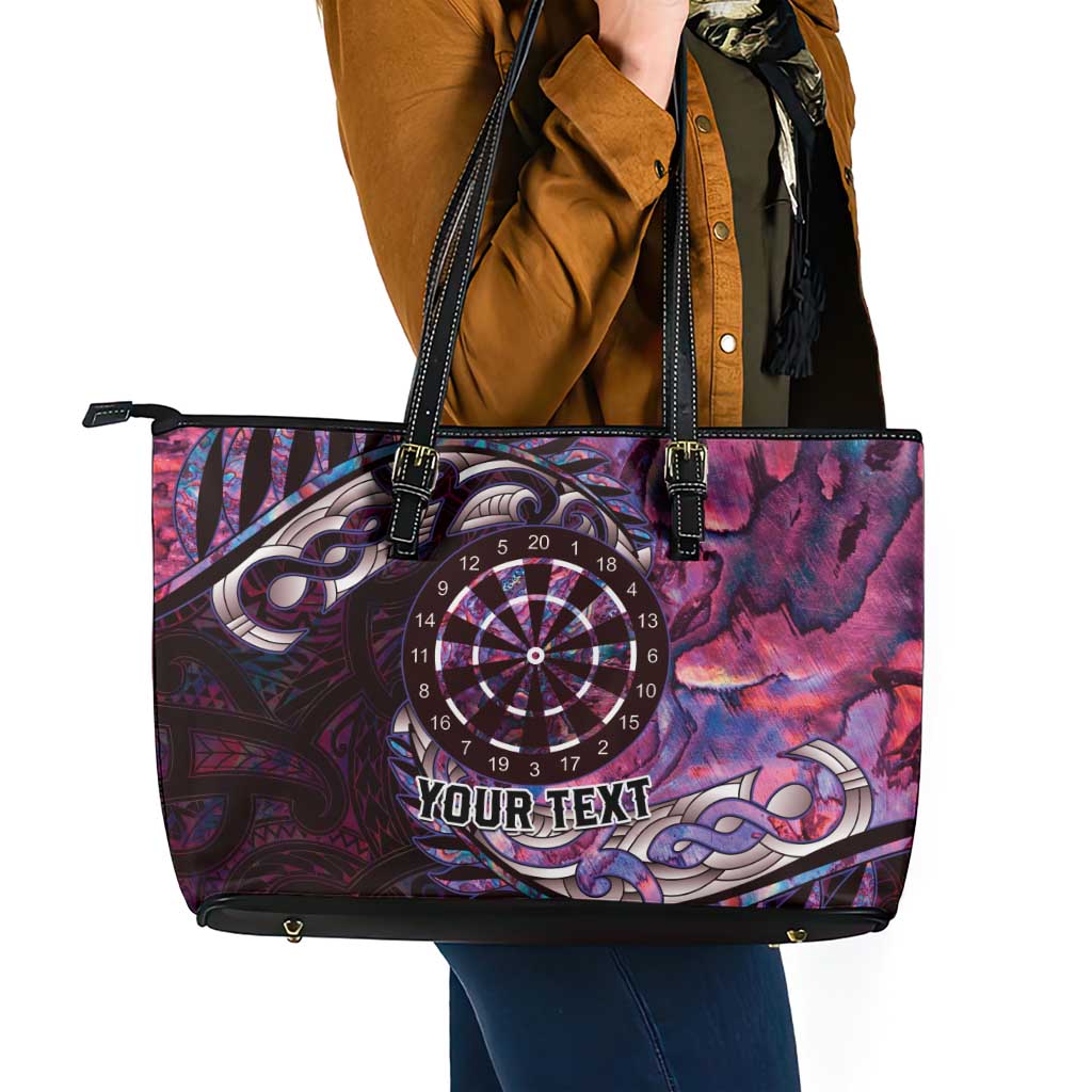 New Zealand Darts Personalised Leather Tote Bag Aotearoa Silver Fern Pink Papua Shell Spirit