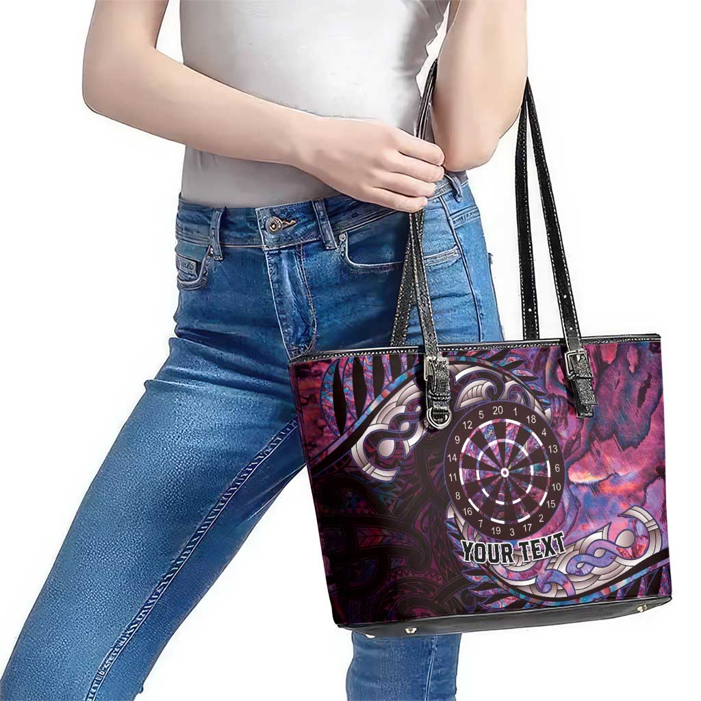 New Zealand Darts Personalised Leather Tote Bag Aotearoa Silver Fern Pink Papua Shell Spirit
