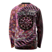 New Zealand Darts Personalised Long Sleeve Shirt Aotearoa Silver Fern Pink Papua Shell Spirit