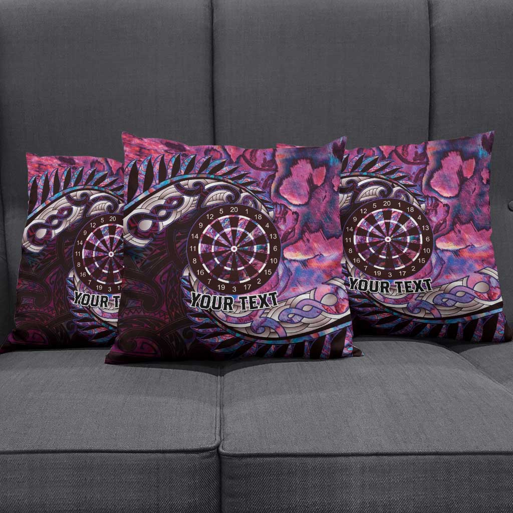 New Zealand Darts Personalised Pillow Cover Aotearoa Silver Fern Pink Papua Shell Spirit - Polynesian Pride