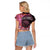 New Zealand Darts Personalised Raglan Cropped T Shirt Aotearoa Silver Fern Pink Papua Shell Spirit