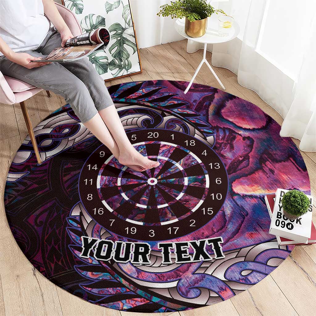New Zealand Darts Personalised Round Carpet Aotearoa Silver Fern Pink Papua Shell Spirit