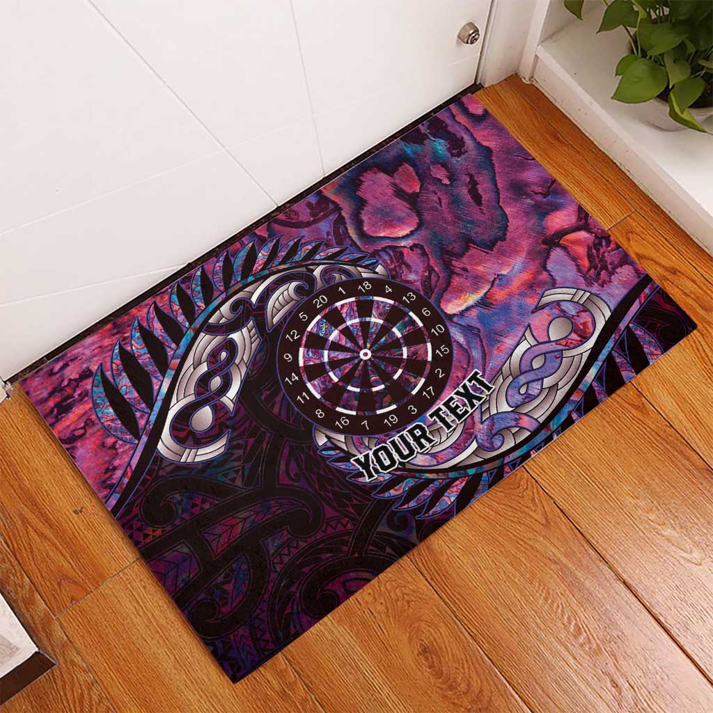 New Zealand Darts Personalised Rubber Doormat Aotearoa Silver Fern Pink Papua Shell Spirit