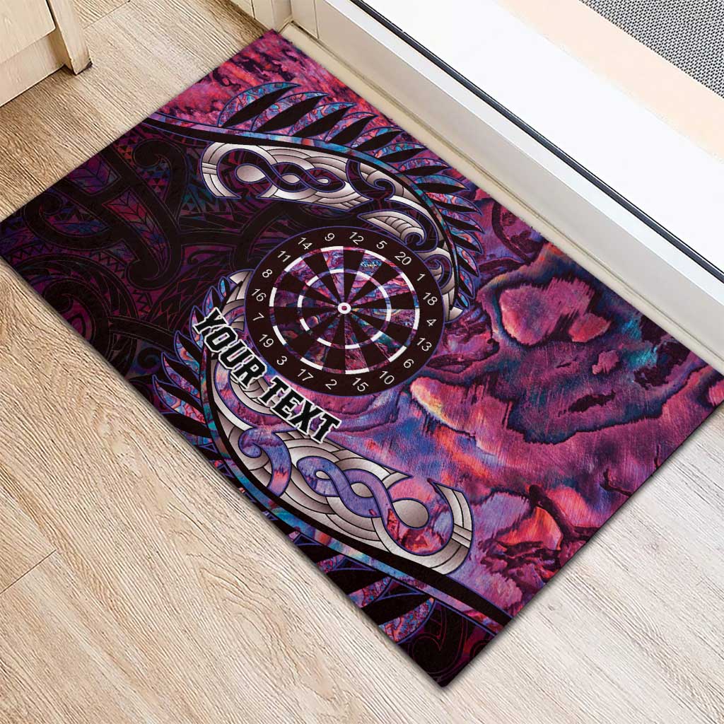 New Zealand Darts Personalised Rubber Doormat Aotearoa Silver Fern Pink Papua Shell Spirit