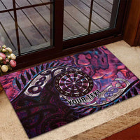 New Zealand Darts Personalised Rubber Doormat Aotearoa Silver Fern Pink Papua Shell Spirit