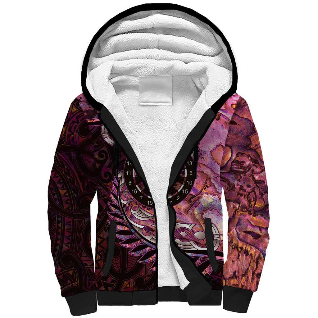 New Zealand Darts Personalised Sherpa Hoodie Aotearoa Silver Fern Pink Papua Shell Spirit