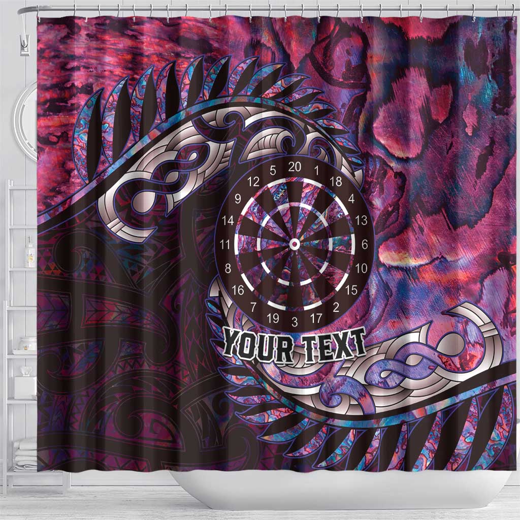 New Zealand Darts Personalised Shower Curtain Aotearoa Silver Fern Pink Papua Shell Spirit