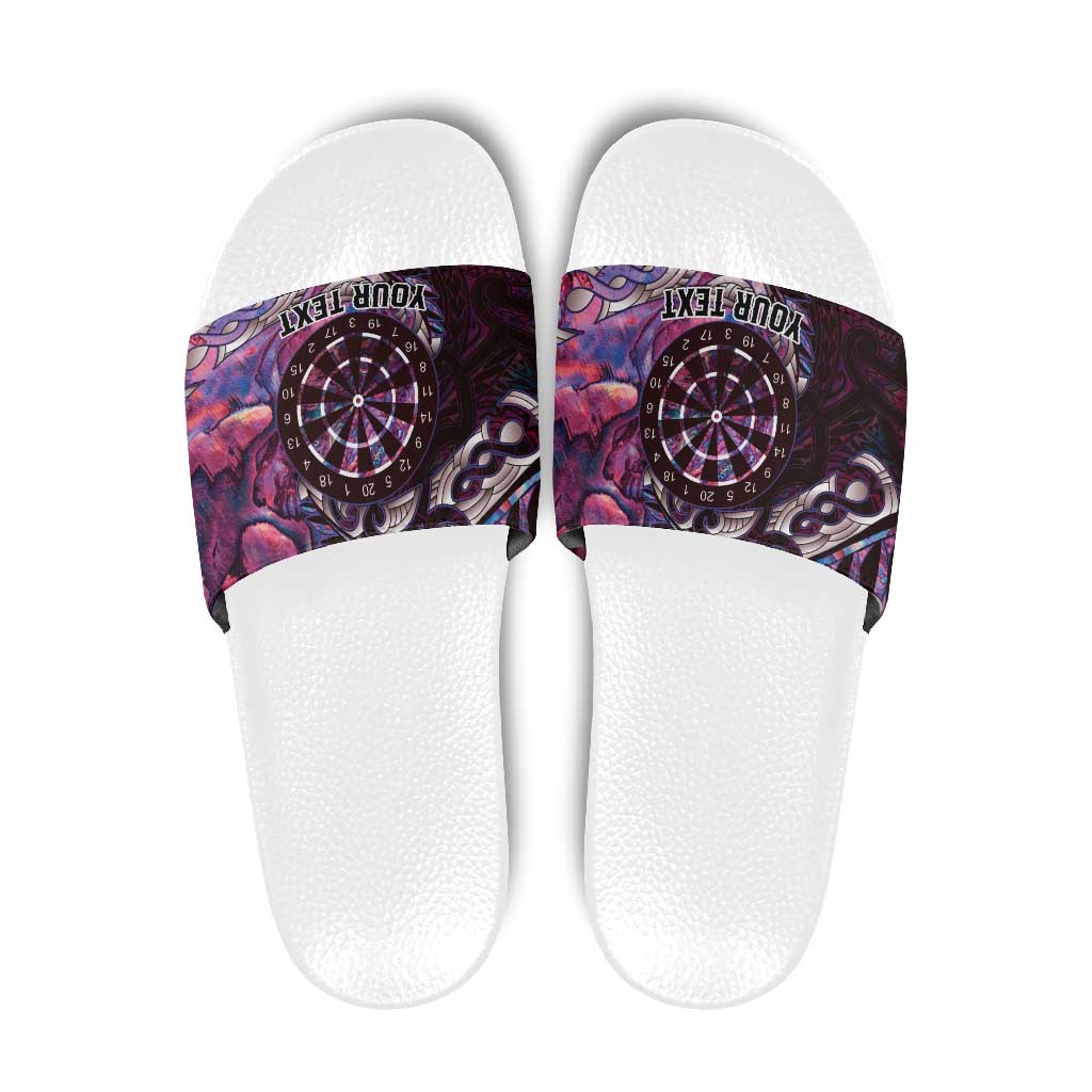 New Zealand Darts Personalised Slide Sandals Aotearoa Silver Fern Pink Papua Shell Spirit - Polynesian Pride