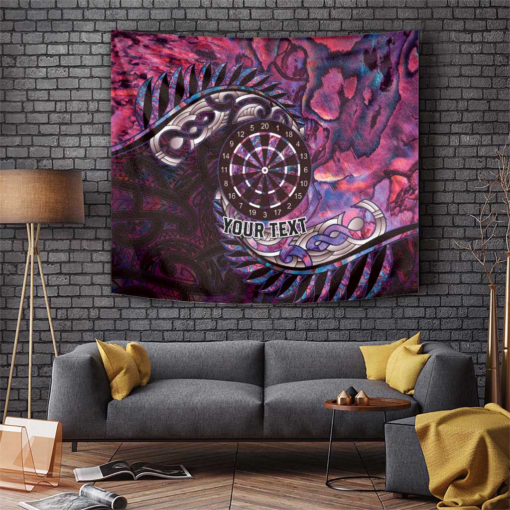 New Zealand Darts Personalised Tapestry Aotearoa Silver Fern Pink Papua Shell Spirit