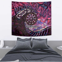 New Zealand Darts Personalised Tapestry Aotearoa Silver Fern Pink Papua Shell Spirit