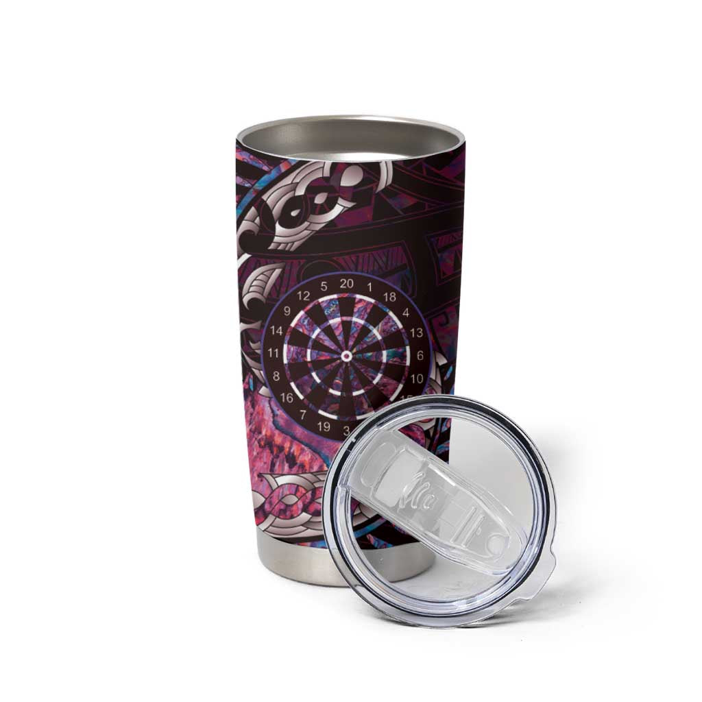 New Zealand Darts Personalised Tumbler Cup Aotearoa Silver Fern Pink Papua Shell Spirit