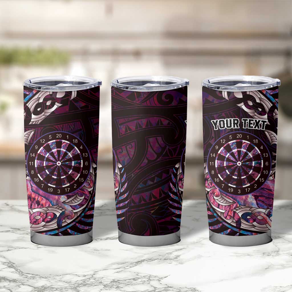 New Zealand Darts Personalised Tumbler Cup Aotearoa Silver Fern Pink Papua Shell Spirit