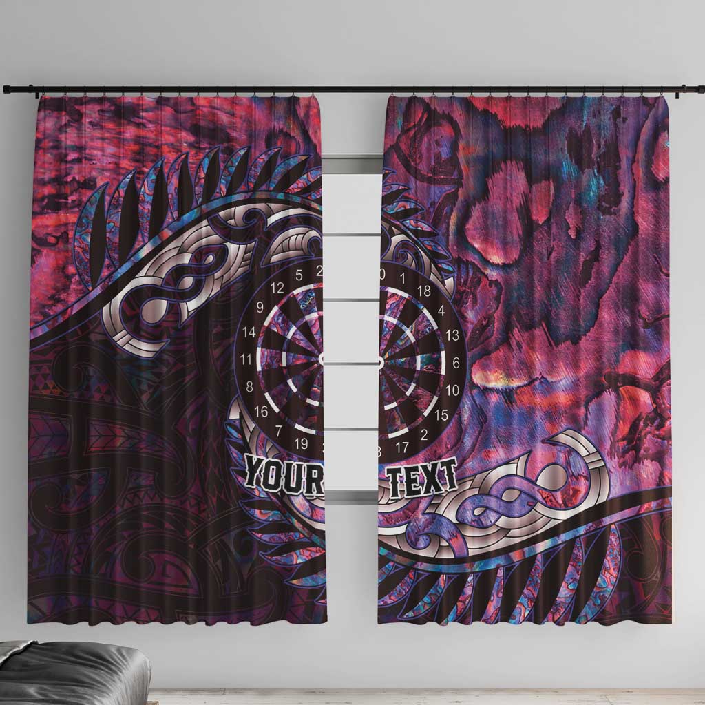 New Zealand Darts Personalised Window Curtain Aotearoa Silver Fern Pink Papua Shell Spirit
