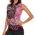 New Zealand Darts Personalised Women Sleeveless Polo Shirt Aotearoa Silver Fern Pink Papua Shell Spirit