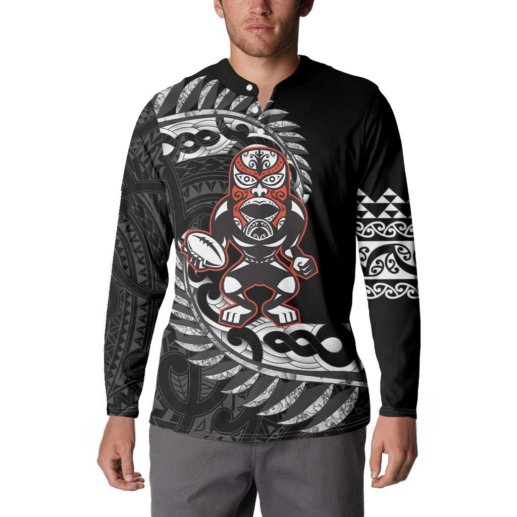 New Zealand Indigenous-Maori Rugby Custom Button Sweatshirt