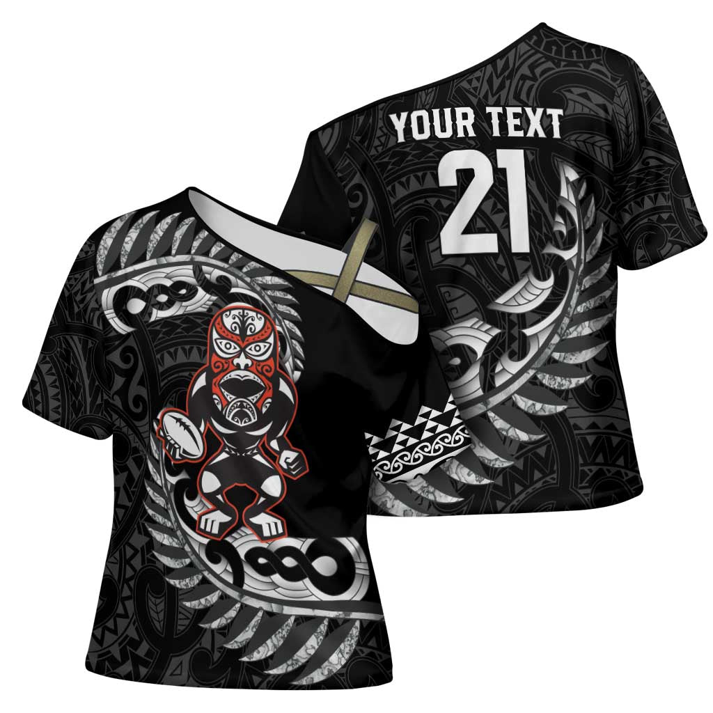 New Zealand Indigenous-Maori Rugby Custom Cross Shoulder Shirt - Polynesian Pride