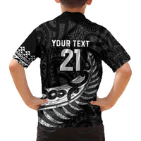 New Zealand Indigenous-Maori Rugby Custom Family Matching Off The Shoulder Long Sleeve Dress and Hawaiian Shirt