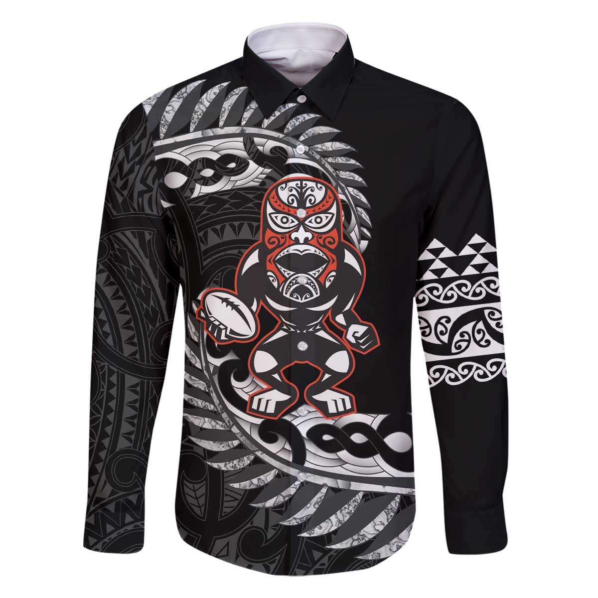 New Zealand Indigenous-Maori Rugby Custom Family Matching Off The Shoulder Long Sleeve Dress and Hawaiian Shirt
