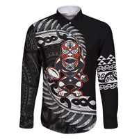 New Zealand Indigenous-Maori Rugby Custom Family Matching Off The Shoulder Long Sleeve Dress and Hawaiian Shirt