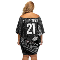 New Zealand Indigenous-Maori Rugby Custom Family Matching Off Shoulder Short Dress and Hawaiian Shirt