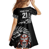 New Zealand Indigenous-Maori Rugby Custom Family Matching Short Sleeve Bodycon Dress and Hawaiian Shirt