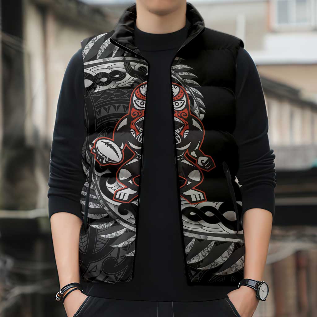 New Zealand Indigenous-Maori Rugby Custom Sleeveless Puffer Jacket - Polynesian Pride