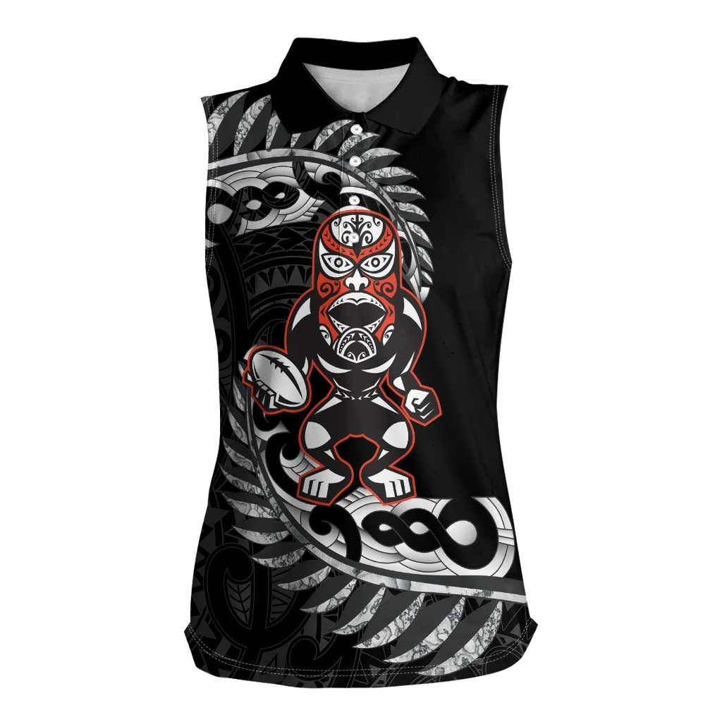 New Zealand Indigenous-Maori Rugby Custom Women Sleeveless Polo Shirt