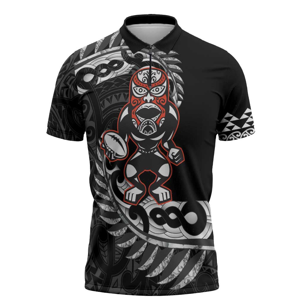 New Zealand Indigenous-Maori Rugby Custom Zipper Polo Shirt - Polynesian Pride