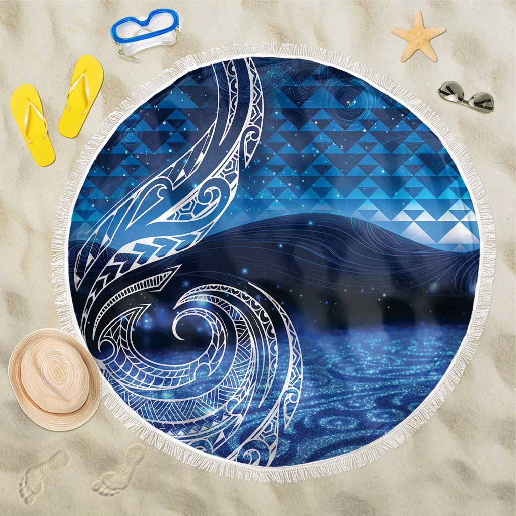 New Zealand Matariki Beach Blanket Taniko Aramoana With Koru Galaxy Sky Night